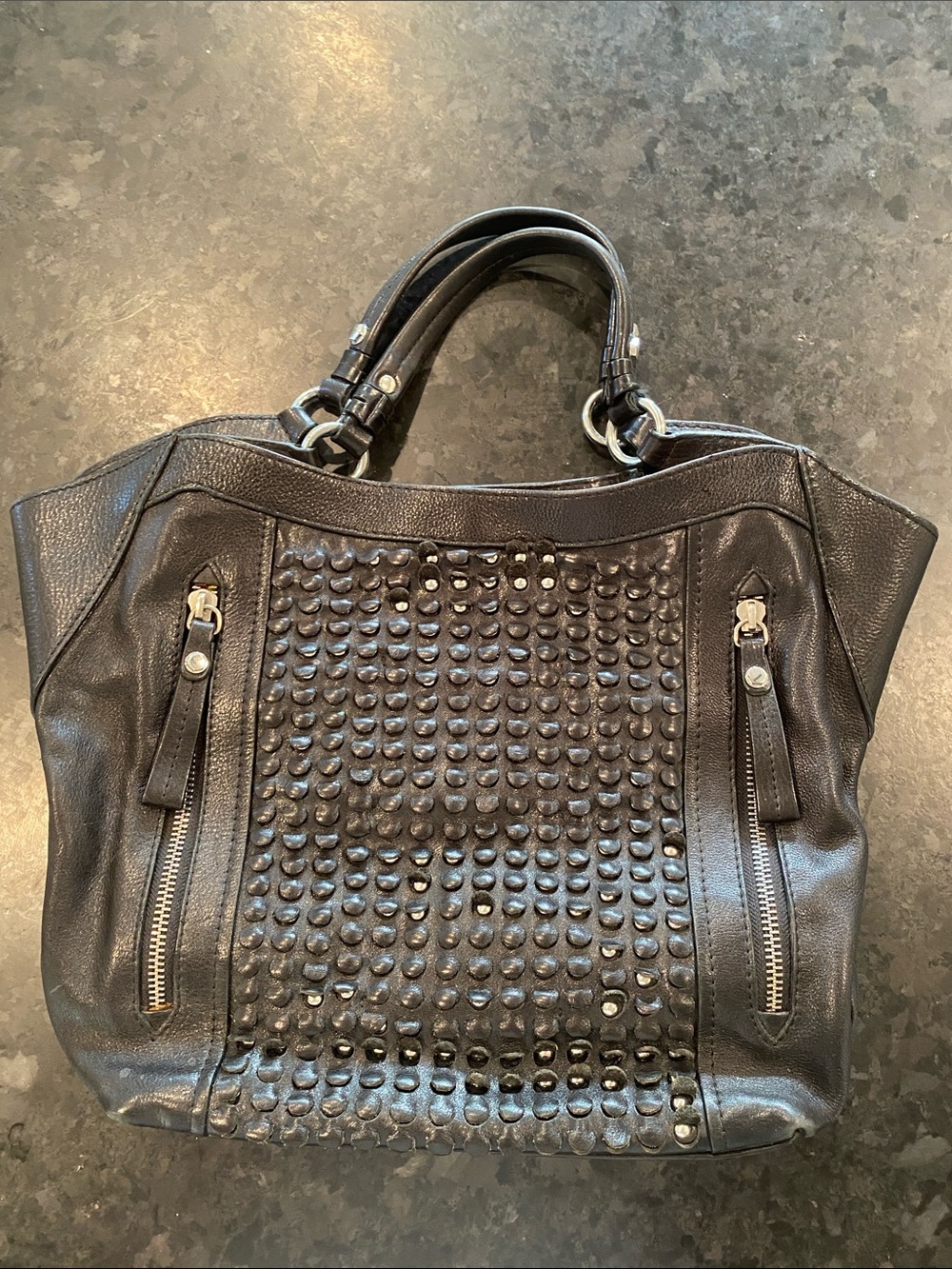 orYANY Black Leather Studded Tote